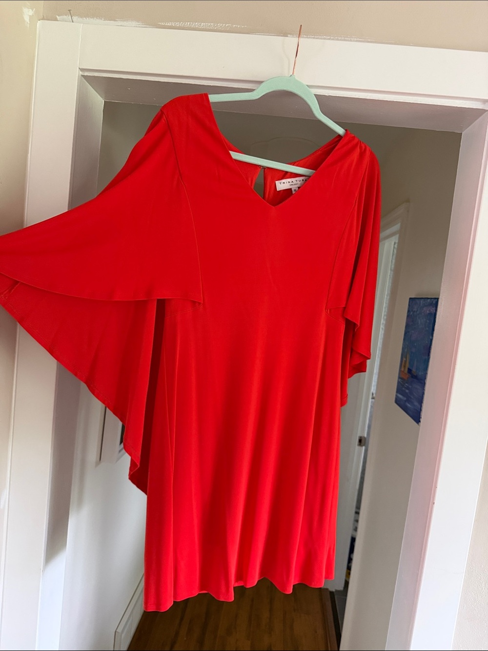Trina Turk Red Caped  Cocktail Dress size 8